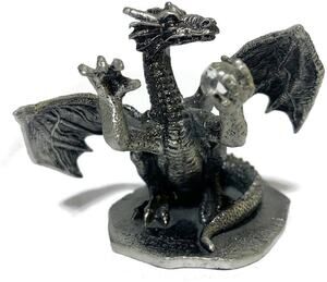 Excalibur Casino Pewter Dragon Figurine With Crystal Ball 3" Tall